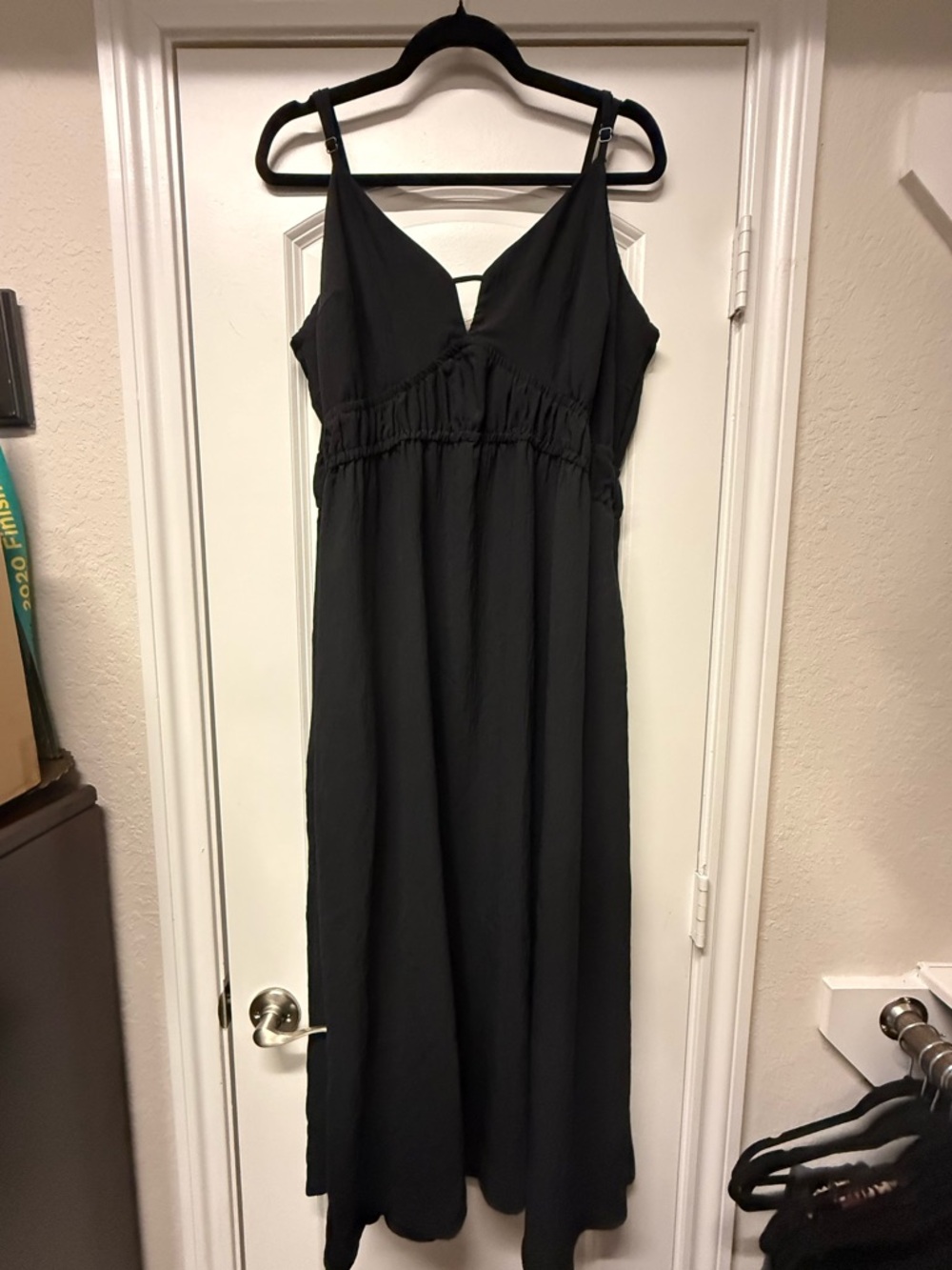 A New Day Black Maxi Dress XXL Adjustable Strap Empire Waist Flowy
